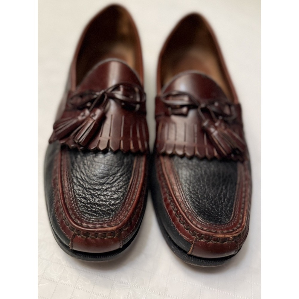 Johnston & Murphy Men Tassel Kiltie Loafers 10.5M Two Tone Brownish Black Preppy